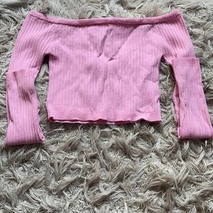 pink, over the shoulder forever 21 crop top